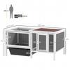 Wooden rabbit hutch with run, ramp, 3 entrances, pull-out tray, 105 x 57.5 x 51.5 cm, grey