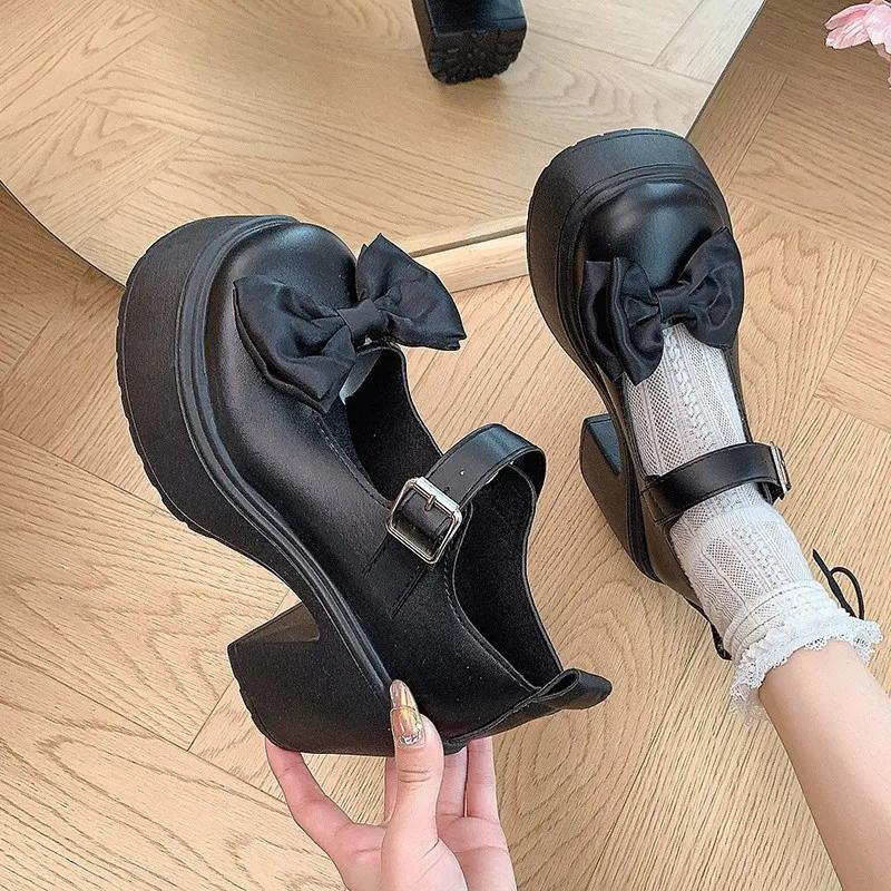 Brand Women's Shoes 2025 Mary Janes Women's High Heels Fashion Butterfly-knot Dress Pumps Women New Plus Size Solid Heels Women
