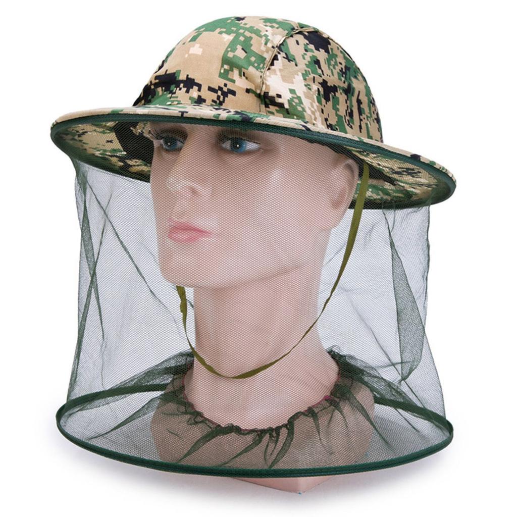 Camouflage Outdoor Fishing Cap Anti-Mosquito Insect Hat Fishing Hat Bug Mesh Face Protector Travel Camping Cap