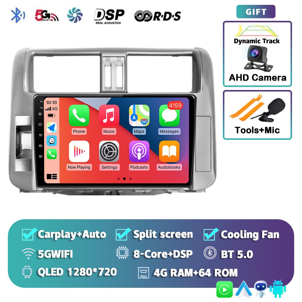 Android 14 Carplay автомобильное радио для Toyota Land Cruiser Prado 150 2009-2013 Мультимедийный видеоплеер Навигация Стерео Головное устройство DSP