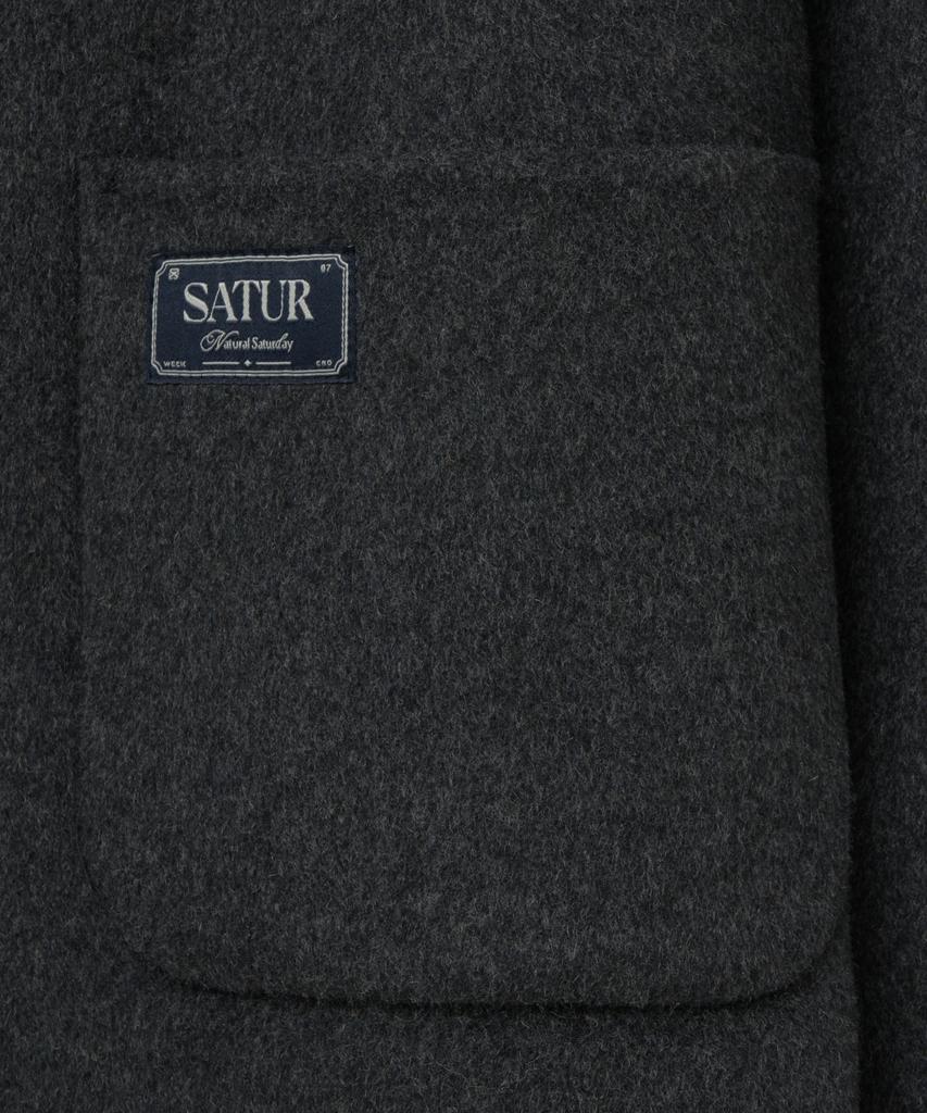 Satur (W) Shearling Collar Wool Blend Jacket Charcoal