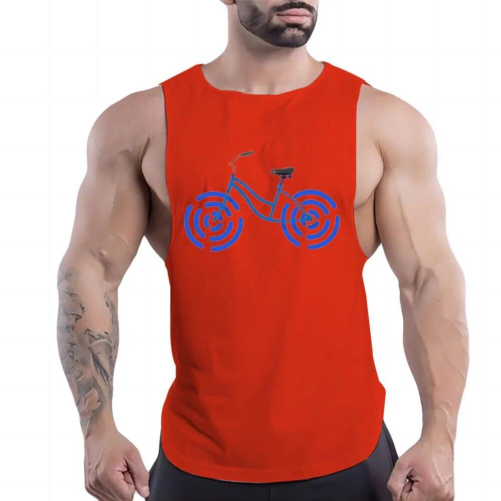 Summer Adult Men'S Casual Sports Crew-Neck Vest Creative Bike 2d Print Trend Comfortable Simple Breathable Sleeveless T-Shirt