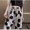 Blue and White Porcelain Retro Style Printed Pants Lazy Wind Loose Pendant Casual Pants Versatile Meat Covering and Thin Floor Pants
