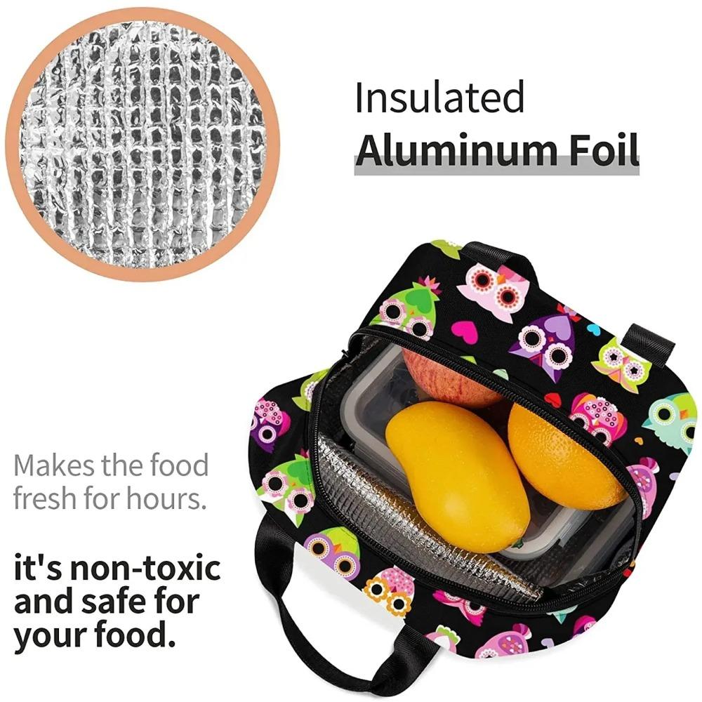 Сумка для ланча с мультяшными совами, изолированный холодильник, сумки-тоут Bento, многоразовый контейнер для еды для женщин, офиса, пикника, работы, пляжа