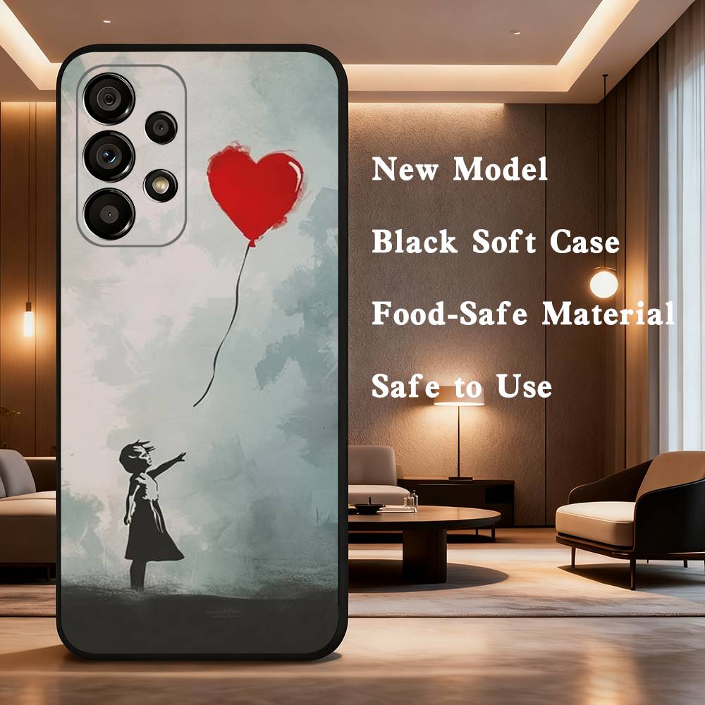 Graffiti B-Banksyes Artist  Phone For Samsung Galaxy A53,31,52,72,41,22,73,32,71,Note,J7,8,9,5G Soft Black Silicone Case