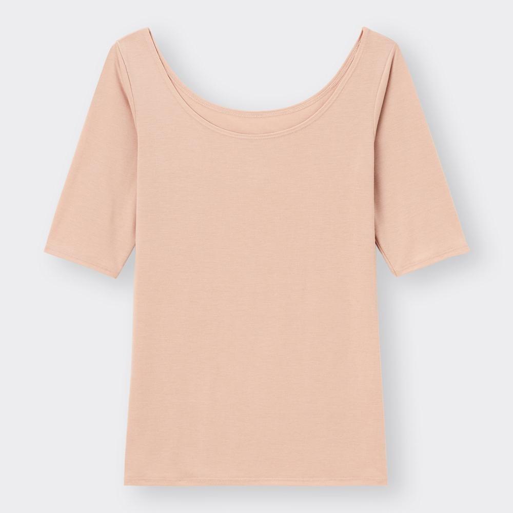 GU STYLE HEAT WIDE NECK T Половина рукава + E