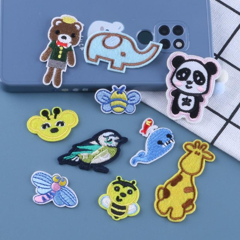 10 Pcs Panda Repair Patches Giraffe Iron on Patches Embroidered Patches Cartoon Animal Sew On Patches for Clothes Hat