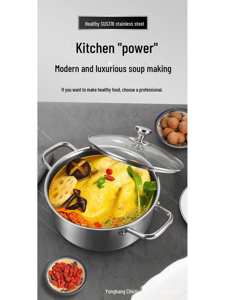 Кастрюля из нержавеющей стали 316 с антипригарным покрытием и сотовым узором, двойная ручка, трехслойная, совместима с индукционными и газовыми плитами, 26 см