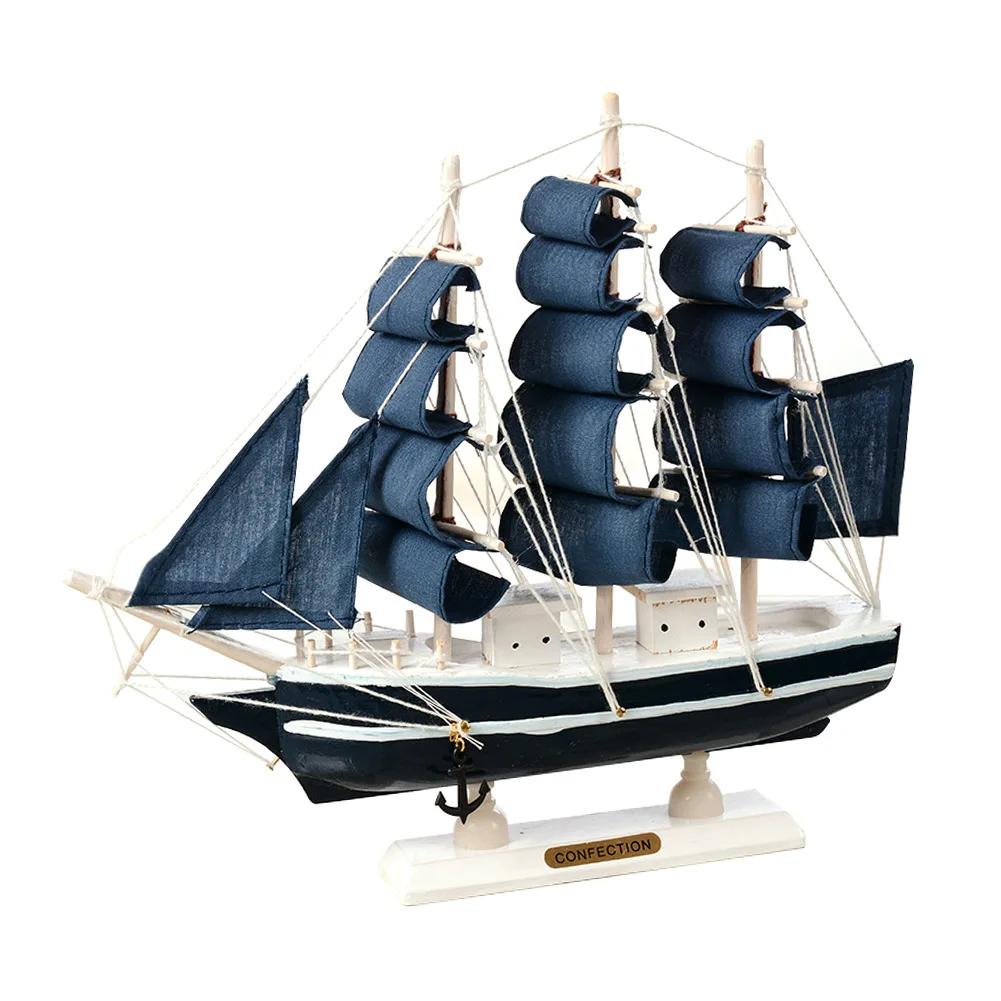 Морской морской креативный деревянный парусник, декор комнаты, фигурки, миниатюры, средиземноморский стиль, корабль, маленькая лодка, украшения, подарок
