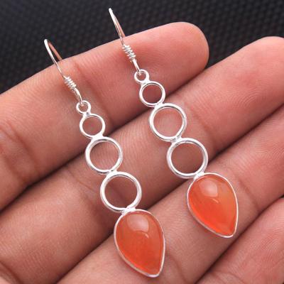 Серьга из сердолика и серебра, Ювелирное изделие ручной работы из стерлингового серебра 925 пробы, Висячая серьга, Женское украшение