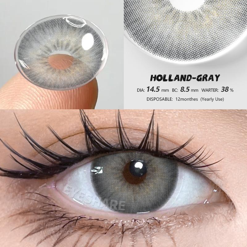 Eyeshare 1 Pair of Annual Colored Eye Contact Lenses High Quality Blue Lenses Brown Lenses Fashionable Natural Beauty Eye Contact Lenses
