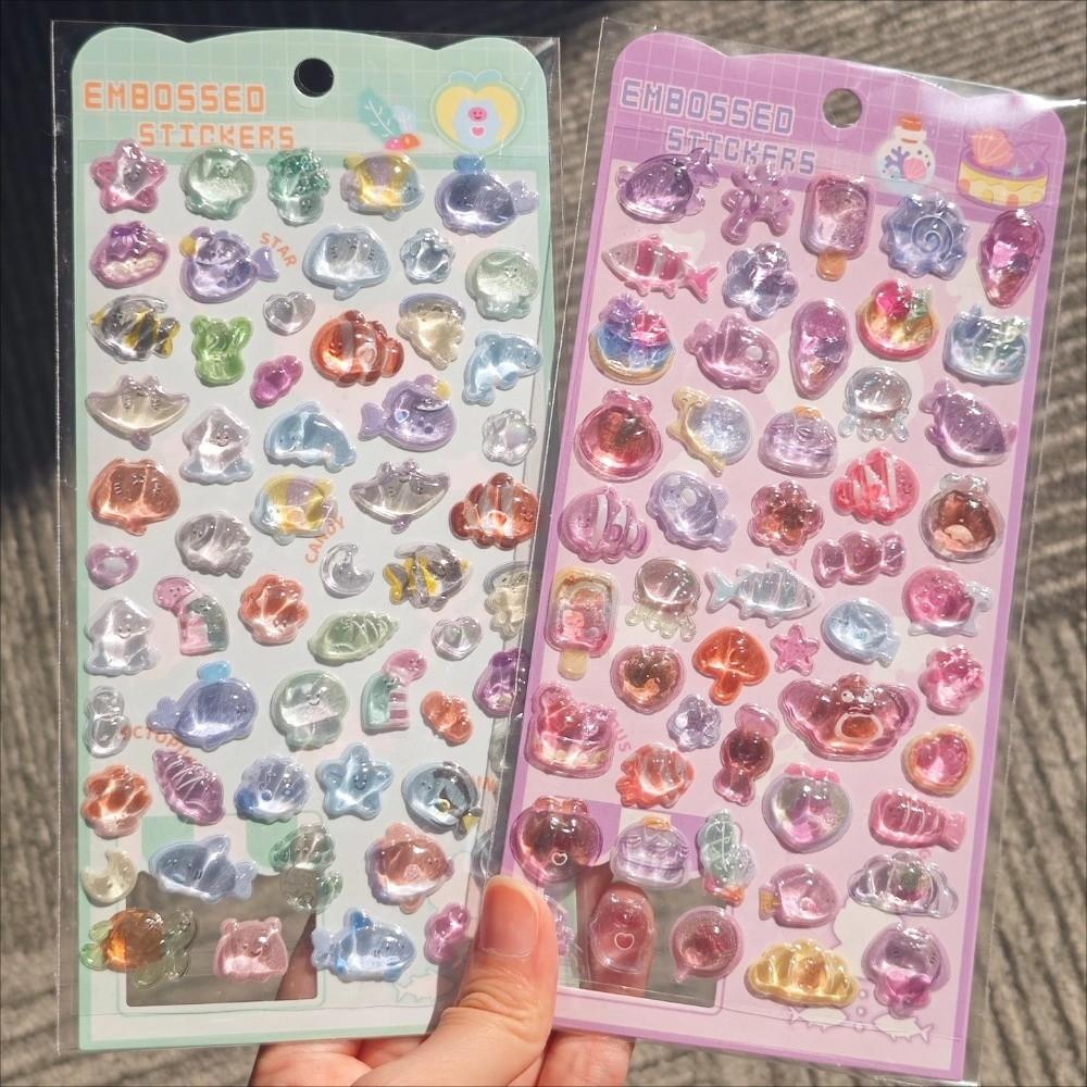 Crystal Resin 3D Embossed Sticker Embossed Texture Seashell Starfish Sticker DIY Craft Decoration