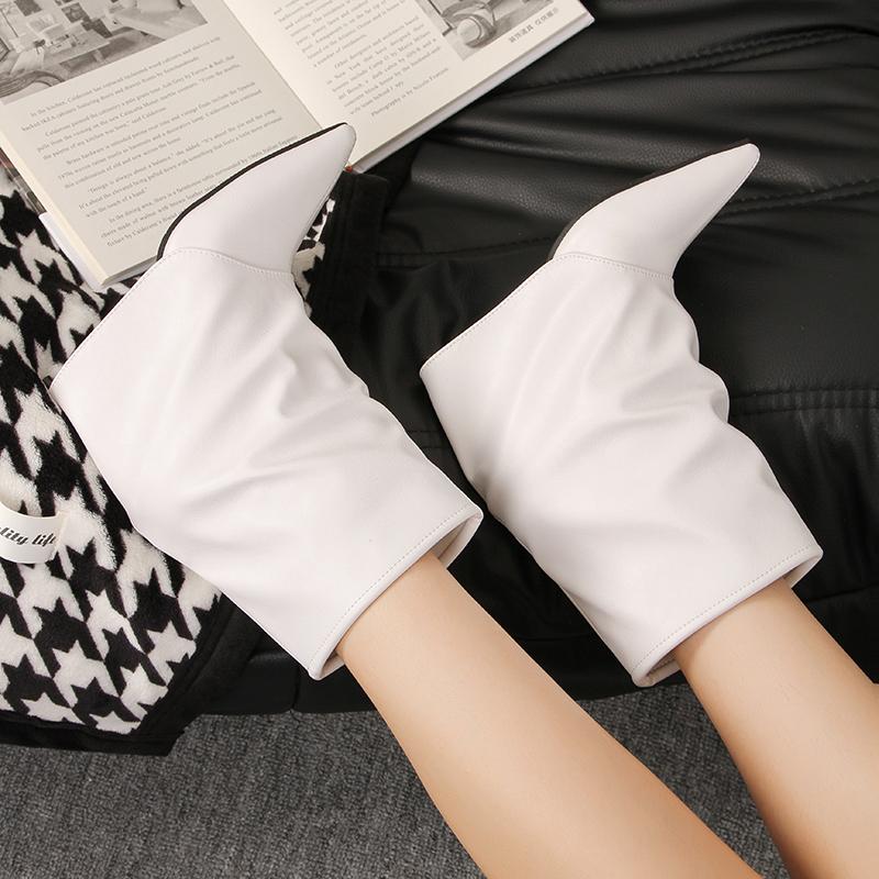 Осенние новые ботильоны на высоком каблуке, модные ботильоны с острым носком, противоскользящие, износостойкие, на шпильке, ботильоны для брюк с короткими штанинами