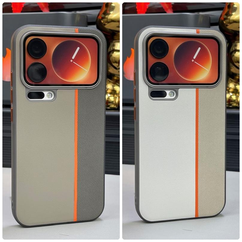 Three-color Leather Patchwork with Magsafe Magnetic Ring Case For Xiaomi 17 Pro Max 17 pro Mi 15 14 pro Lens Protective Cover