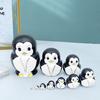 1 Set Penguin Russian Nesting Doll 10 Layers Handmade Wooden Matryoshka Penguin Stacking Toy Desktop Figurine Decoration Ornament