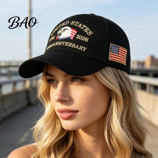 Independence Day Cap Baseball Cap, Vintage Worn Style Washed Denim Hat, 250th Anniversary Ripped 1776-2026 Embroidered Patriotic Dad Adjustable