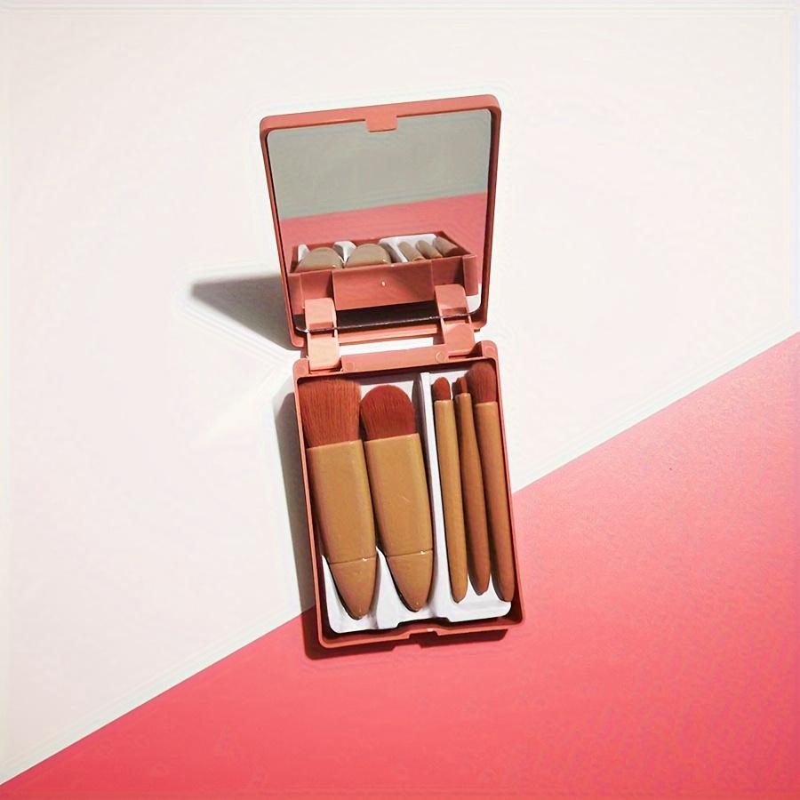 Набор из 5 кистей для макияжа, зеркальный футляр, портативная коробка с зеркалом, многофункциональная рассыпчатая кисть, кисть для румян, косметический инструмент