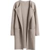 Womens Oversized Wool Blend Coat Longline Casual Outerwear With Notched Collar Pure Color