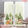 2pcs 2D Flat Printing Scene Curtain Chosen Loved Woodland Forest Animals 100% Polyester Fabric Without Electricity Festive