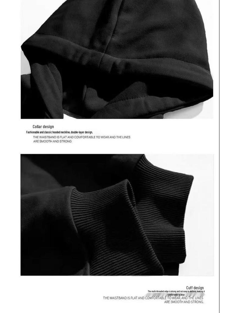 American Little Flame Embroidered Unisex Hooded Sweatshirt – Versatile Loose Fit for Autumn/Winter.