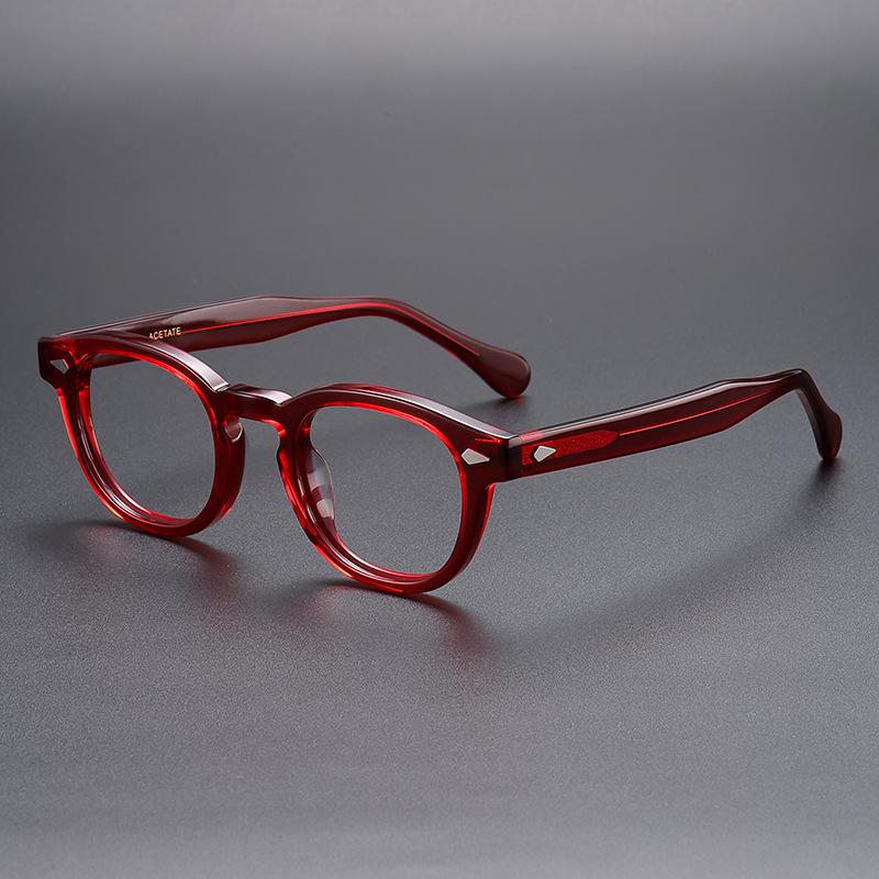 Retro Brand Design Luxury Round Frame Glasses Frame for Men Women Ultralight Acetate Alloy Anti Blue Light Eyeglasses