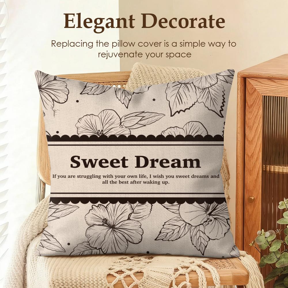 Beautiful retro flowers Cushion Cover Natural Linen Organic Fabric DoubleSided Printing Sofa Home Decor Gift Pillow Case