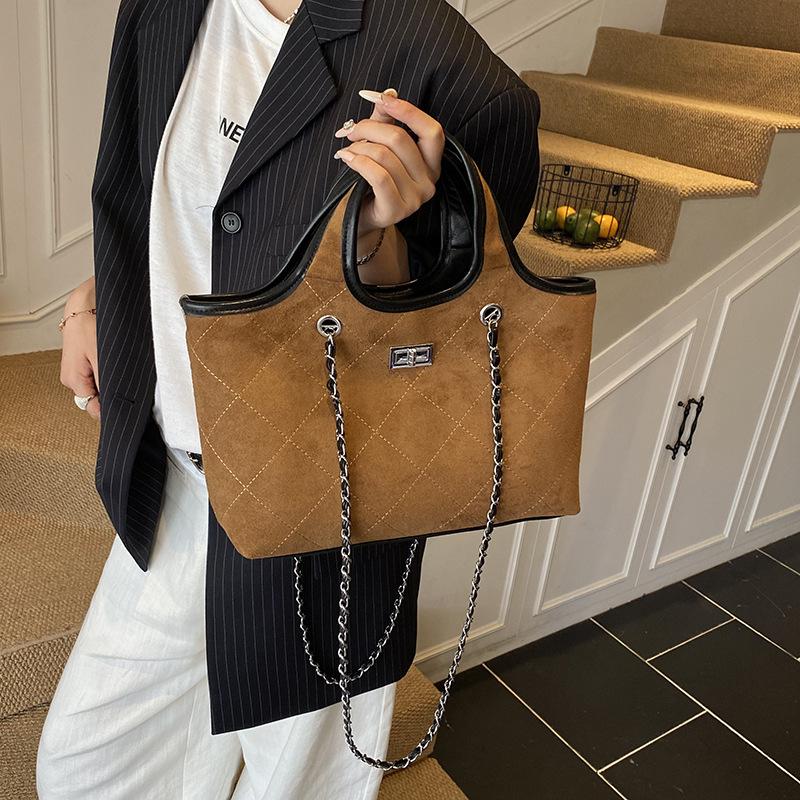 Вместительная сумка-тоут для поездок на работу, Ретро замшевая сумка подмышку, Повседневная одноплечевая сумка