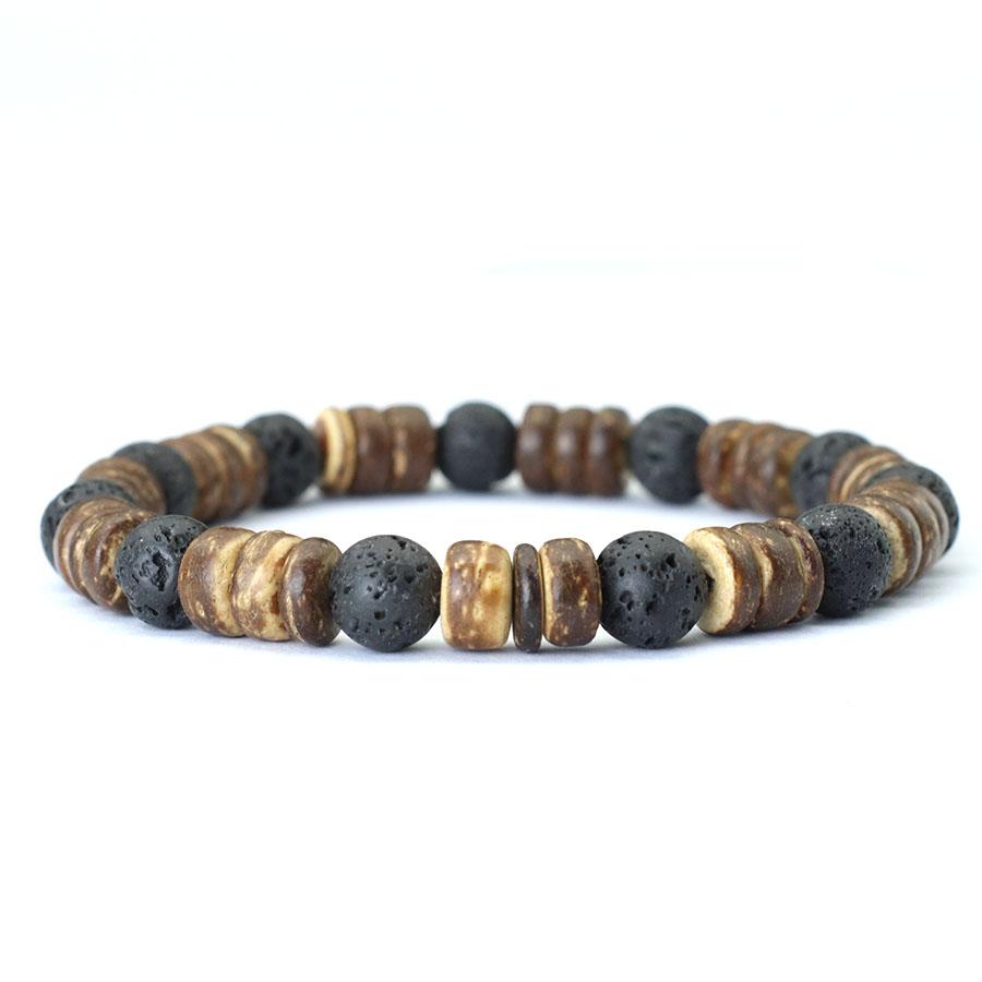 Винтажный стиль ручной работы браслет из бисера для мужчин натуральный черный желчный камень деревянные бусины нити мужской подарок ювелирные изделия