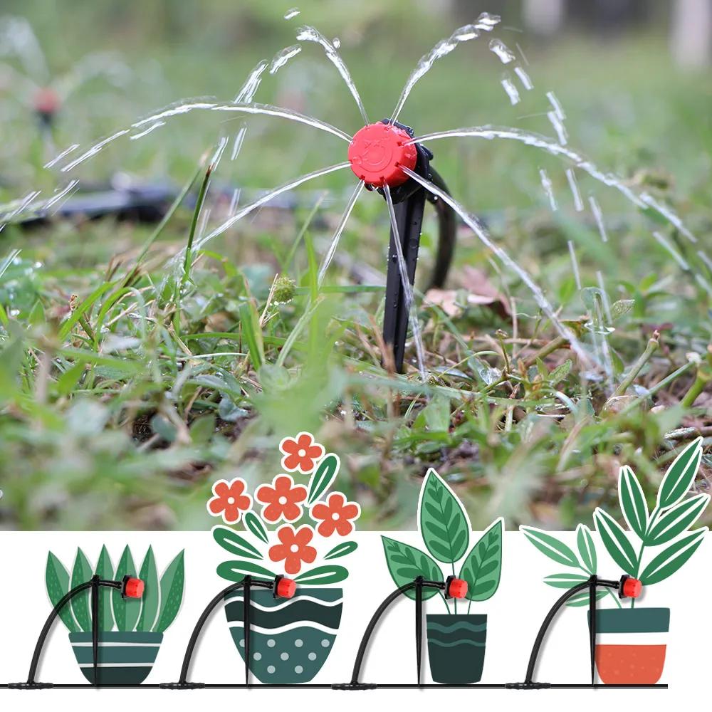 50-500PCS 1/4'' Barb Red Adjustable Nozzles Garden Watering Irrigation Sprinkler Washable Emitter 0-80L/H for Yard Greenhouse