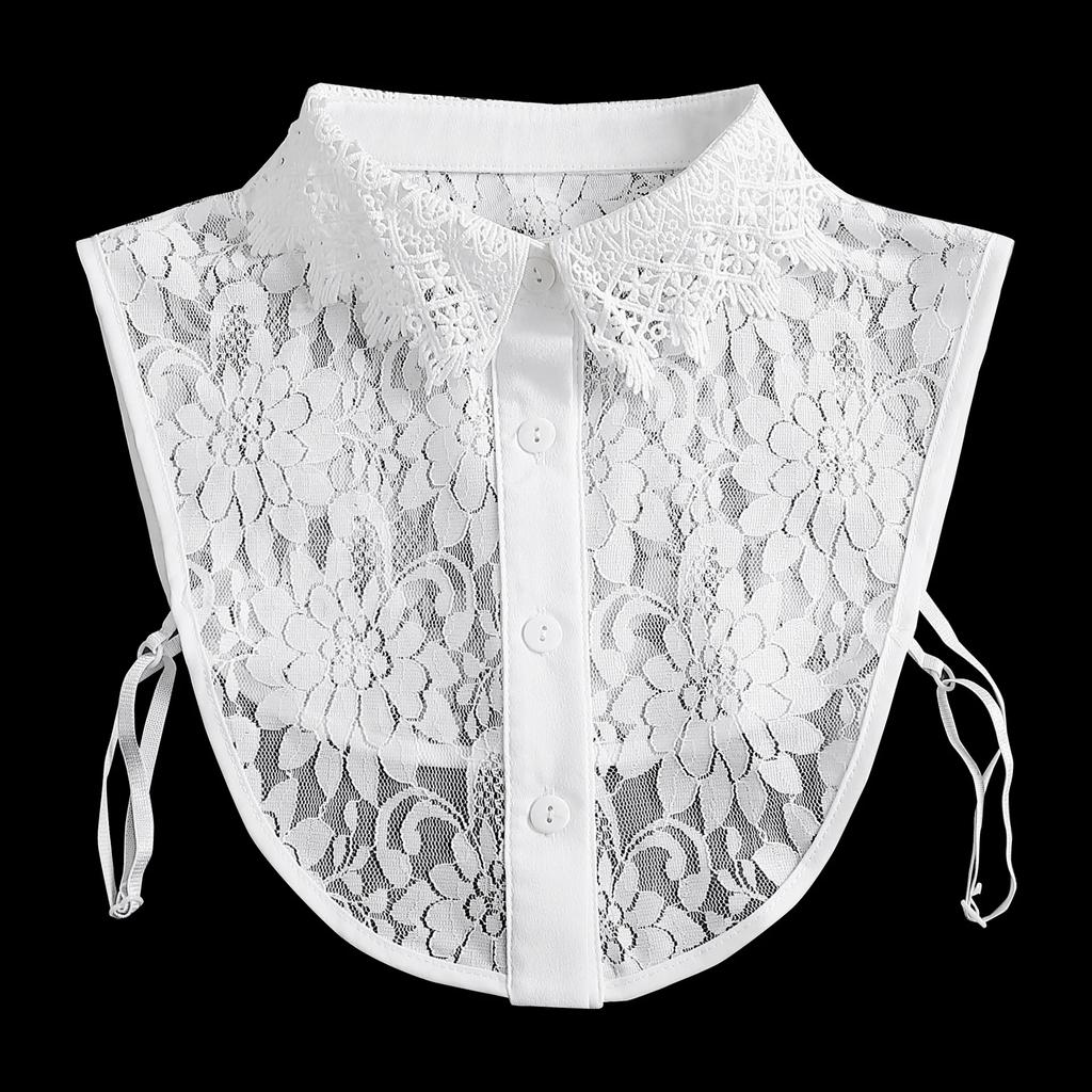 New Chiffon Hollow Out Fake Collar Women Detachable Lapel Choker Necklace Ladies Removable Half Shirt False Collar