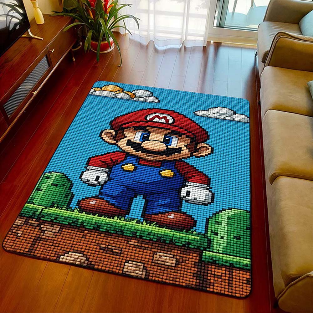 Напольный ковер в тематике Super Mario Bros, полиэстер, нескользящий коврик для помещений, декоративный коврик для пола -QJY