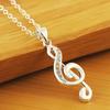 Exquisite 925 Stamped Silver Noble Crystal Pretty Music Note Pendant Necklace for Women Fashion Party Jewelry Holiday Gifts