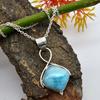 Larimar ожерелье 925 пробы серебряные драгоценные камни ожерелье кулон ожерелье кулон серебряные украшения подарок для женщин