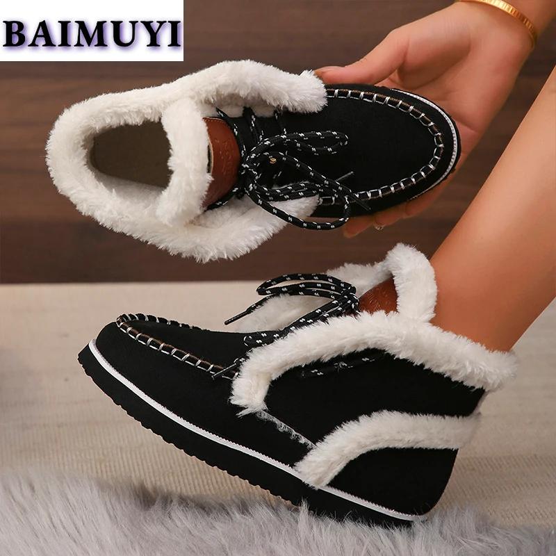 Пушистые зимние ботинки на плоской подошве, женские хлопковые туфли на платформе, тренд 2025 года, новые дизайнерские зимние ботинки для женщин, повседневные, для ходьбы, Mujer Botas