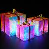 Christmas Gift Box with Copper Wire Lamp Flower Ribbon Decor Transparent Battery-operated or USB Charging Glitter Effect Night