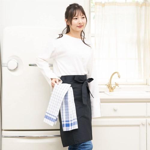 Sentsuki Black Apron with Towel Loop, Perfect for Chefs, Salons, and Commercial Use, 55cm Long, Suitable for Towel Racks in the Kitchen and Food Servi