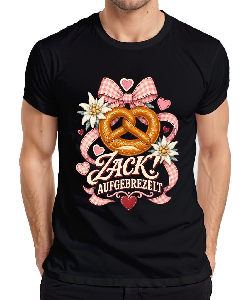 Zack! Pretzel Edelweiss Oktoberfest Heart Lederhosen Men's T-Shirt