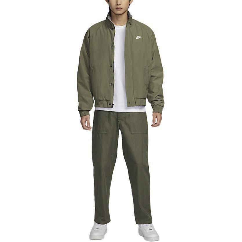 Nike Club Futura Fashion Удобная Мягкая Универсальная Куртка с Длинным Рукавом Мужская Куртка Оливково-Зеленый Белый FZ0657222