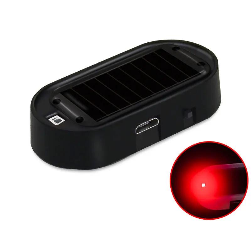 2 шт. Автомобильная поддельная охранная лампа на солнечных батареях, имитация фиктивной сигнализации, беспроводная предупреждающая противоугонная лампа, мигающая имитация лампы