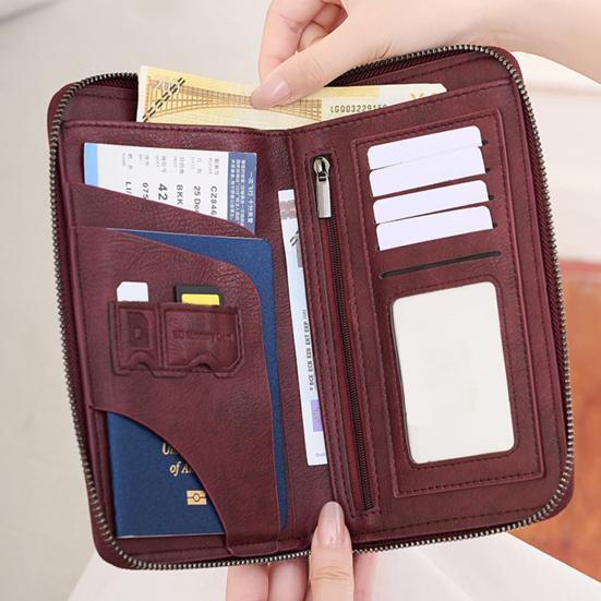 Кошелек с RFID-защитой на молнии Держатель для дорожных документов Органайзер для паспортов Держатель для карт с ремешком на запястье для мужчин, женщин, для семейного отпуска