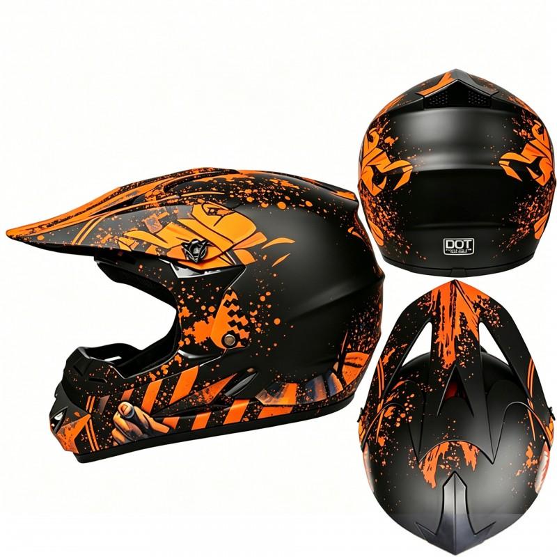 Off-Road Motorcycle Helmet Full Face ABS Safety Gear Dirt Bike Riding Breathable Patterned Design