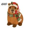 Small Resin Craft Christmas Capybara Figurine with Hat And Scarf, Cute Desk Decor Statue, Cartoon Animal Sculpture for Home Holiday Party Tabletop