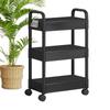 3 Layers Rolling Utility Cart With Handle Storage Trolley For Office, Living Room, Kitchen, Movable Storage Organizer With Wheel