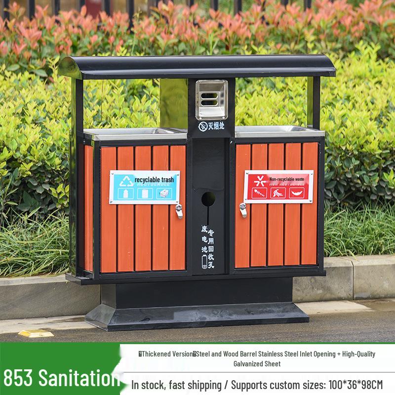 Outdoor Stainless Steel Trash Can for Parks & Residential Areas