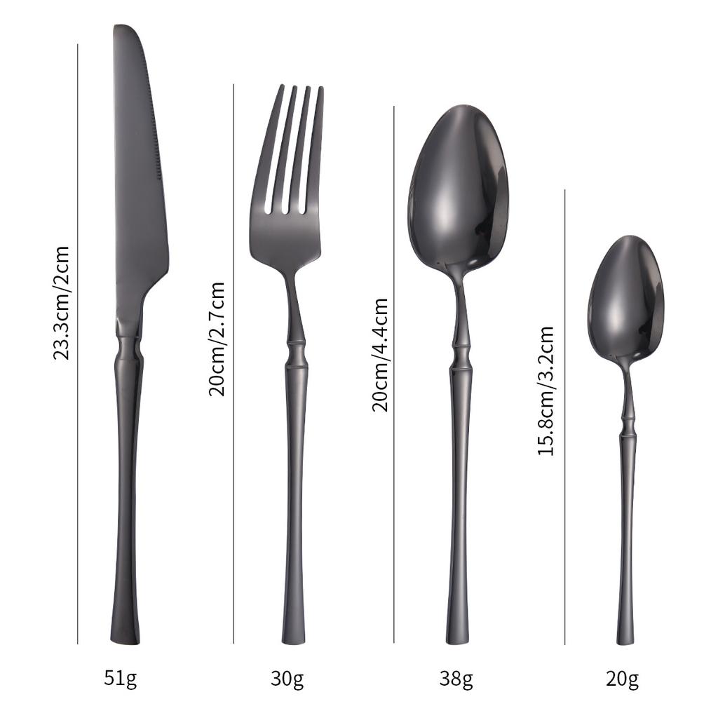 Stainless Steel Ins French Style Small Waist Light Luxury Retro Style Spork for Western-Style Food 16-Piece Set
