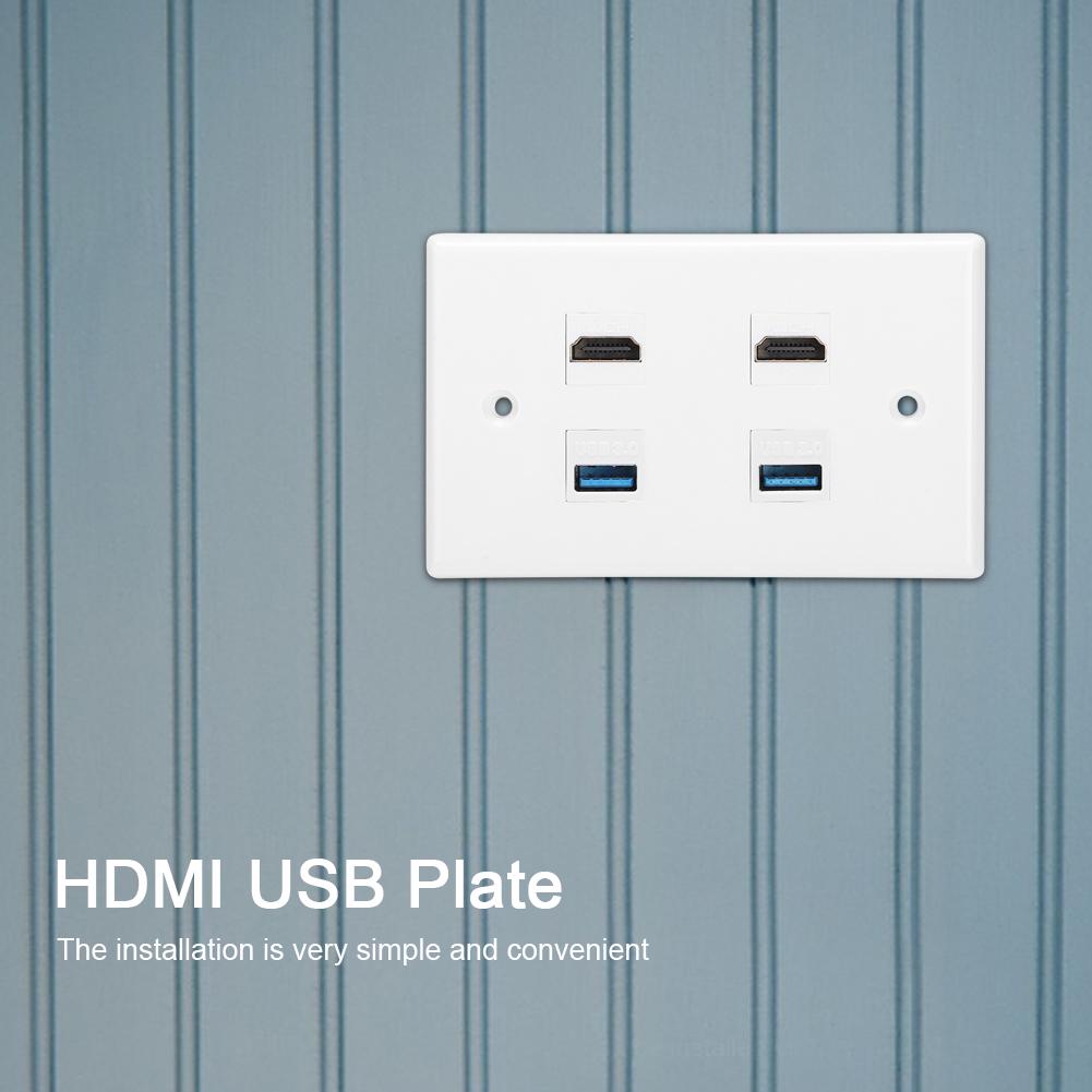 2 HDMI Female to Female Buck 2USB Buckle настенная панель для дома и отеля