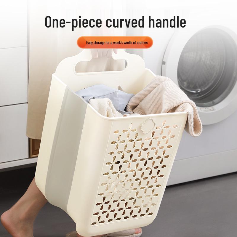Wall-Mounted Foldable Laundry Hamper: Large Capacity Dirty Clothes Storage Basket for Bathroom and Household Use.