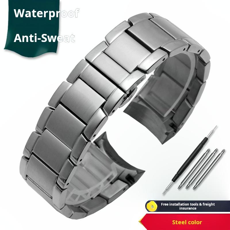 Мужской браслет 22 мм Для Armani AR2447 AR2448 AR2434 AR2432 2433 2435 Изогнутый конец Цельный браслет из нержавеющей стали Металлический ремешок для часов