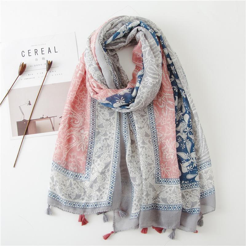New Fashion Summer Women Scarf Bohemia Flower Beach Hijab Shawls and Wraps Female Foulard Echarpe Designer Pashmina Bandana