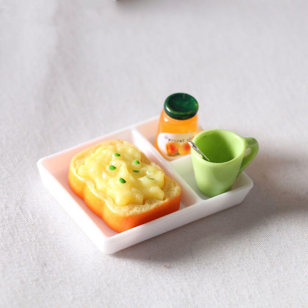 Ложка Тарелка Чашка Ужин Тост Хлеб Миниатюрная Модель Еды Кукольный Домик Игровой Кухонный Аксессуар